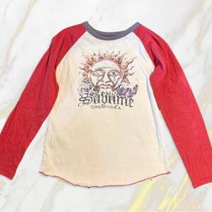 Rowdy Sprout Red and White Sublime Raglan Band Tee